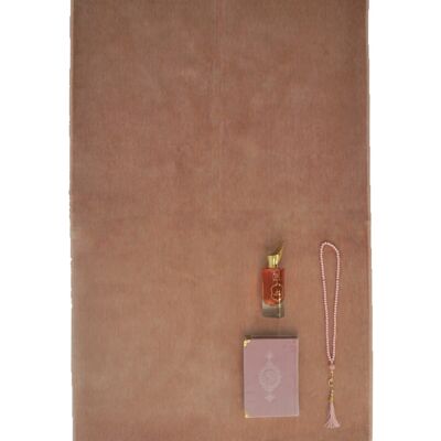 Set tappetino da preghiera Deluxe da donna in velluto rosa pastello - senza ricamo