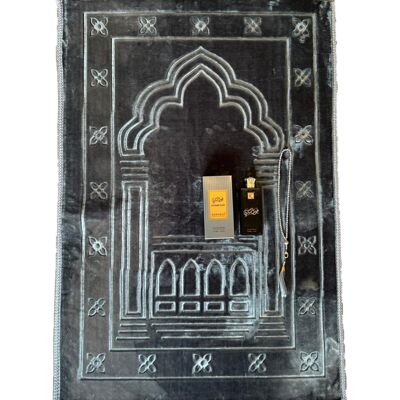 Men's XXL prayer rug set Super-Soft gray + Eau de Parfum - Without embroidery