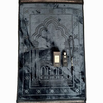 Set tappetino da preghiera XXL da uomo Deluxe nero chiaro + Eau de Parfum - Senza ricamo