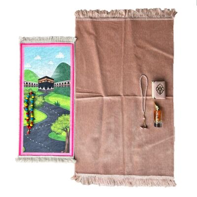 Deluxe Mommy & Girl Prayer Mat Set Soft in Dusty Pink - Without embroidery