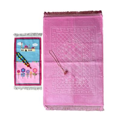 Luxury Mommy & Girl prayer rug set soft in pink - without embroidery