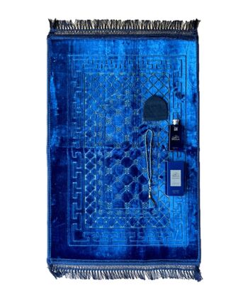 Set de tapis de prière Deluxe XXL doux en bleu cobalt/bleu foncé - sans broderie 1