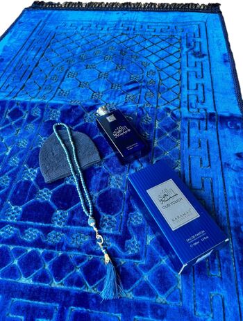 Set de tapis de prière Deluxe XXL doux en bleu cobalt/bleu foncé - sans broderie 3