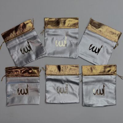 30 x Ramadan Satin Favor Bags Silver