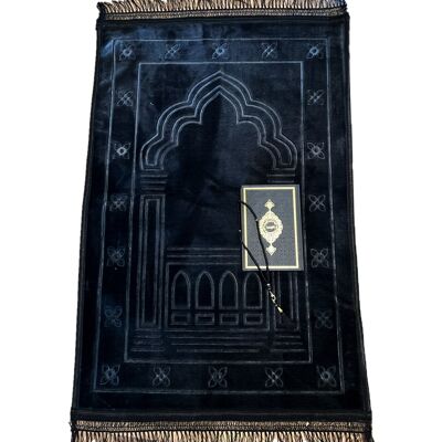 Deluxe men's XXL prayer rug set black - without embroidery
