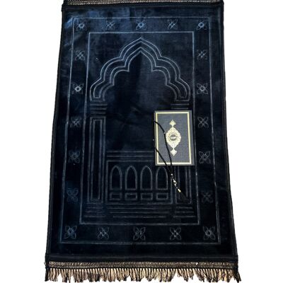 Deluxe men's XXL prayer rug set black - without embroidery