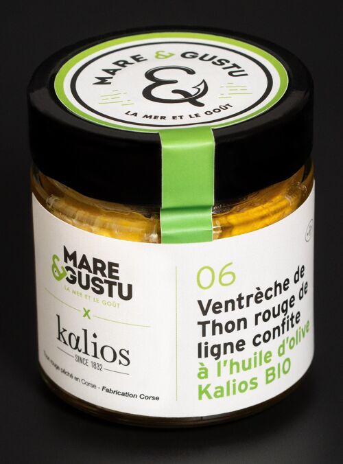 Ventrèche de thon rouge de ligne confite à l'huile d'olive Kalios bio