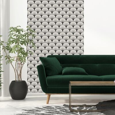 Self-adhesive vinyl wallpaper SEIGAIHA Black 60x255cm