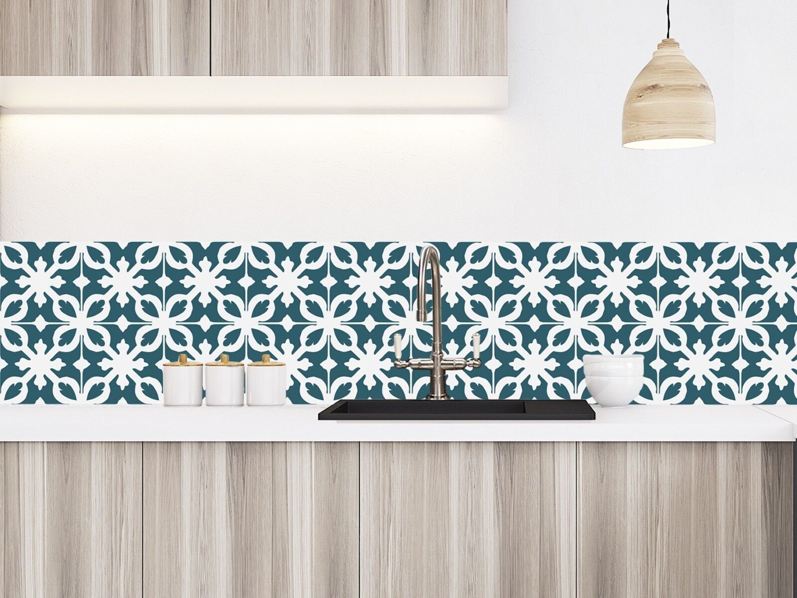 Alzatina in vinile adesivo CASTIGLIONE Blu petrolio 200x40cm