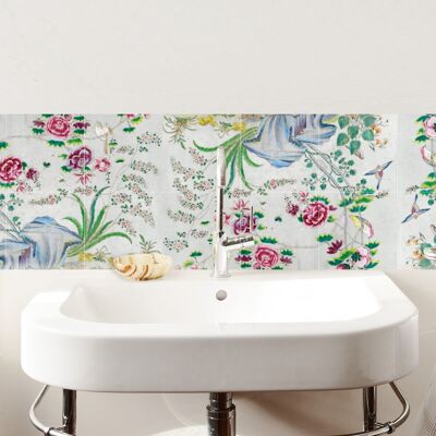 Adhesive vinyl splashback CHINOISERIE Gray 200x40cm