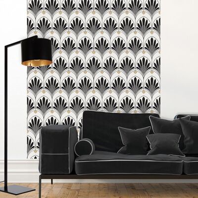 Vinyl adhesive wallpaper LOTUS Black 60x255cm