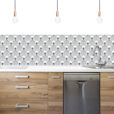 Blue-grey MAJESTIC vinyl adhesive splashback 200x40cm