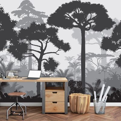 Panoramic adhesive vinyl wallpaper DOUANIER ROUSSEAU Gray 350x250cm