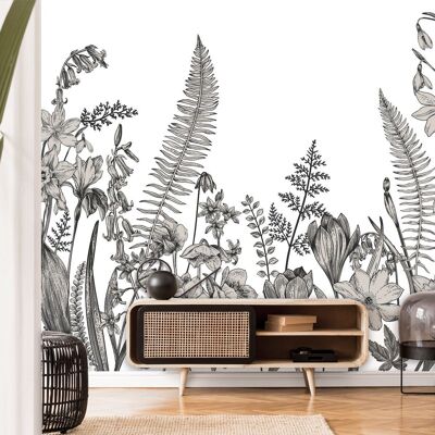 Panoramic adhesive vinyl wallpaper SACRE DU PRINTEMPS Sepia 350x250cm