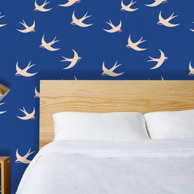 Adhesive vinyl wallpaper SWALLOW Klein Blue 60x255cm