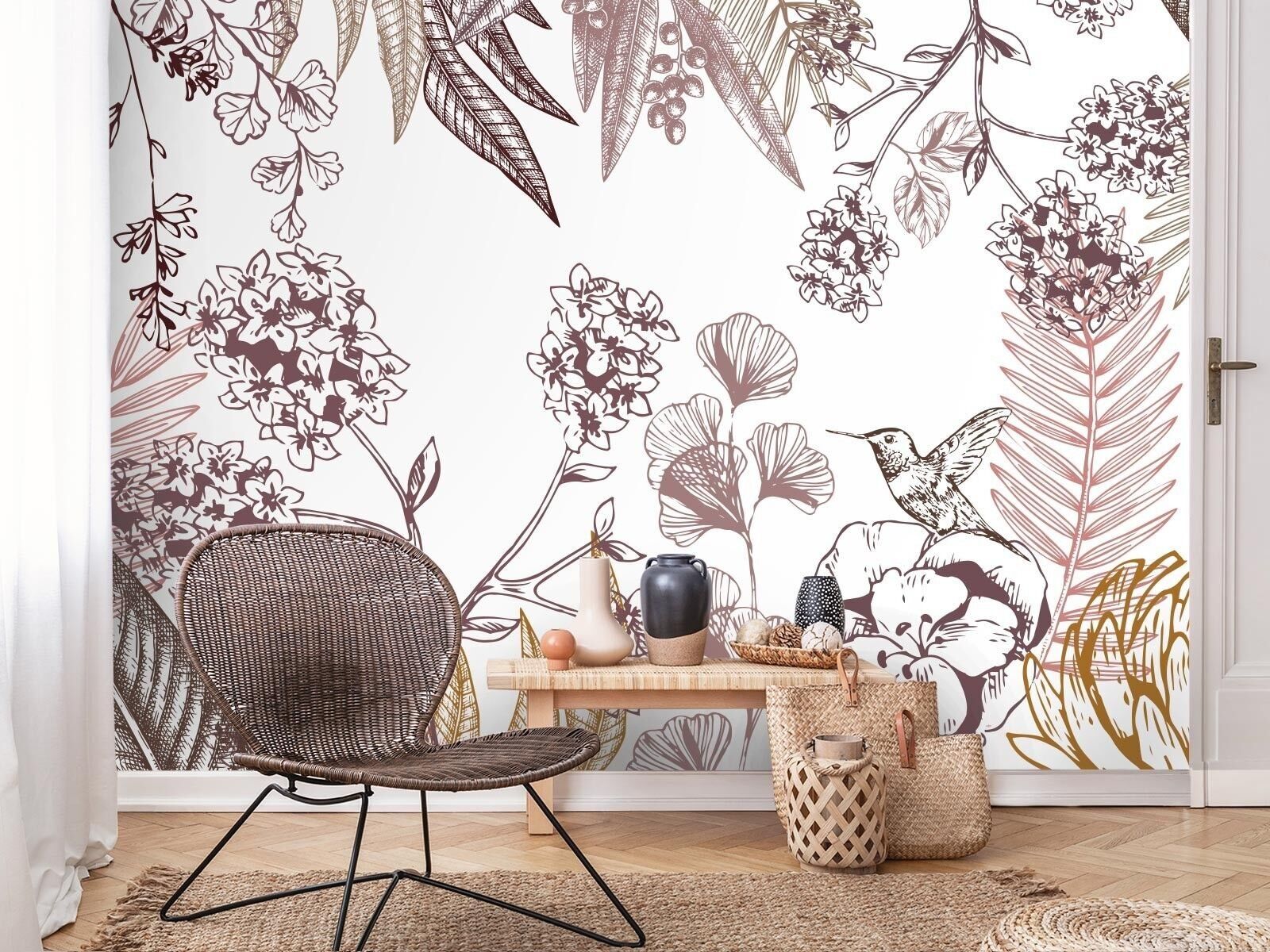 Panoramic adhesive vinyl wallpaper ORÉE DU BOIS Terracotta 350x250cm