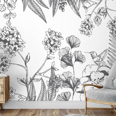 Panoramic adhesive vinyl wallpaper ORÉE DU BOIS Dark gray 350x250cm