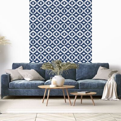 Cobalt blue SHIBORI vinyl adhesive wallpaper 60x255cm
