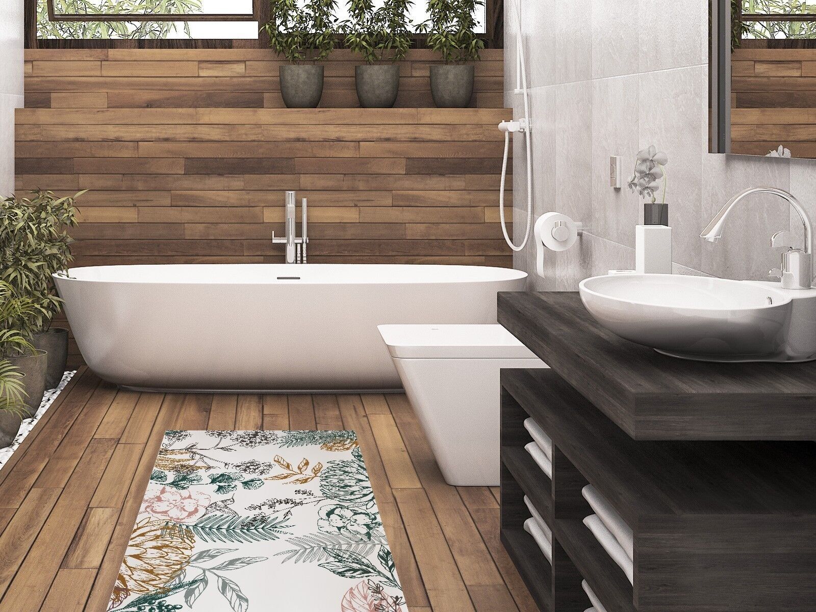 Tappeto in vinile ORÉE DU BOIS Verde bosco 100x160cm