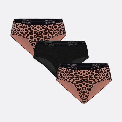 Zaccini 3-pack hipsters leopard