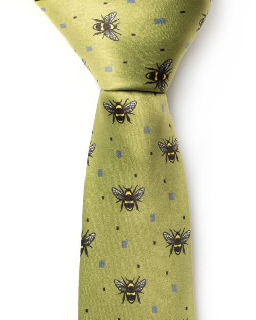 Bees Light Green Tie | Recycled Polyester GRS
