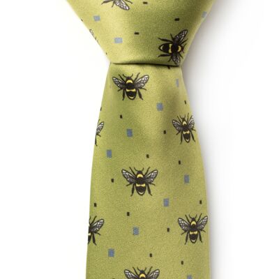 Bees Light Green Tie | Recycled Polyester GRS