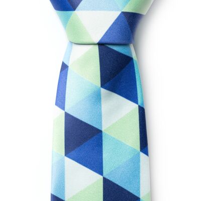 Cravate losange vert et bleu | Polyester recyclé GRS