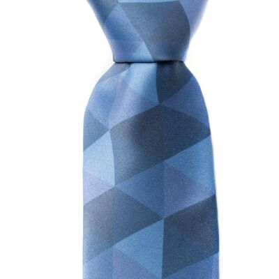 Corbata gris y azul rombo | Poliéster Reciclado GRS