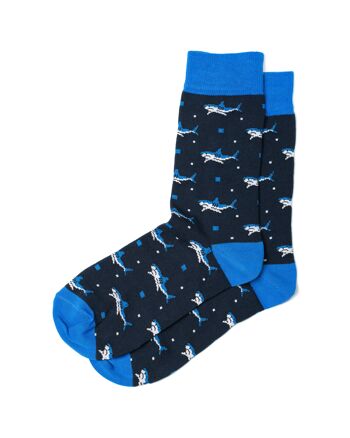 Sharks Chaussettes Bleu Foncé | Coton biologique GOTS | MIL