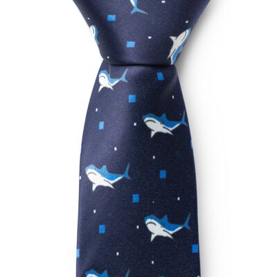 Cravate bleu foncé de requins | Polyester recyclé GRS