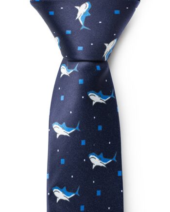 Cravate bleu foncé de requins | Polyester recyclé GRS 1