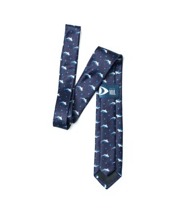 Cravate bleu foncé de requins | Polyester recyclé GRS 2