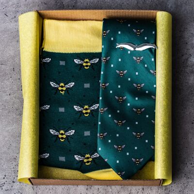 Set aus Krawatte, Socken und Krawattenhalter - Bienen| MIL-Klassiker