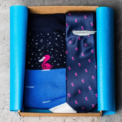 Set aus Krawatte, Socken und Krawattenhalter – Pelikane| MIL dünn