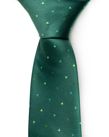 Cravate verte triangles | Polyester recyclé GRS 1
