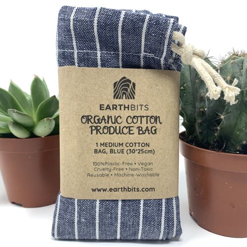Organic Cotton Produce Bag - Medium Blue