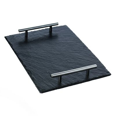 Medium Slate Serving Tray with Plain Handles