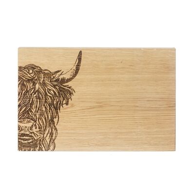 Oak Highland Cow Serving Board 30cm by Scottish Made
