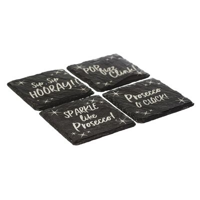 4 Slate Prosecco Coasters