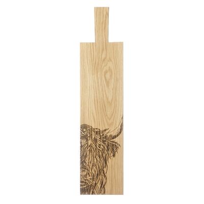 Long Highland Cow Oak Serving Paddle