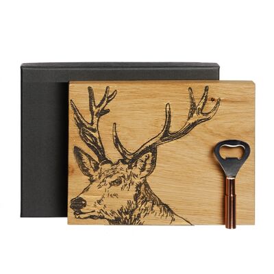 Stag Oak Cutting Board & Bottle Opener Set