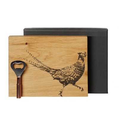 Pheasant Oak Cutting Board & Bottle Opener Set