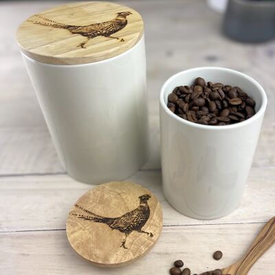 Pheasant Oak & Ceramic Small Storage Jar