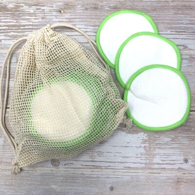 Almohadillas de maquillaje reutilizables, juego de 10 - Bambú y algodón