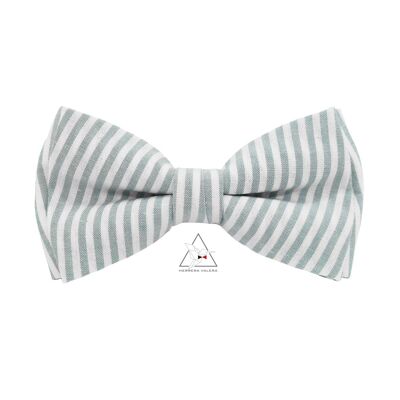 Croisette bow tie in gray green striped fabric Herrera Valera