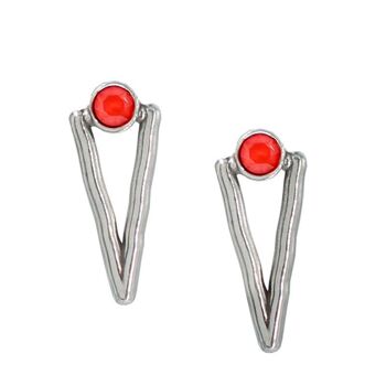 BOUCLES D'OREILLES V AVEC CRISTAL DE CORAIL