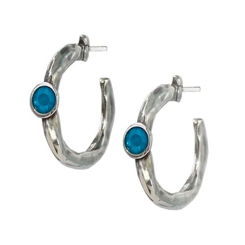 Pendientes de aro con cristal azul