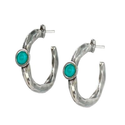 TURQUOISE BLUE CRYSTAL HOOP EARRINGS