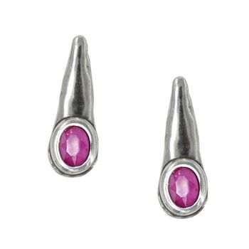 BOUCLES D'OREILLES LONGUES AVEC CRISTAL FUCHSIA 1