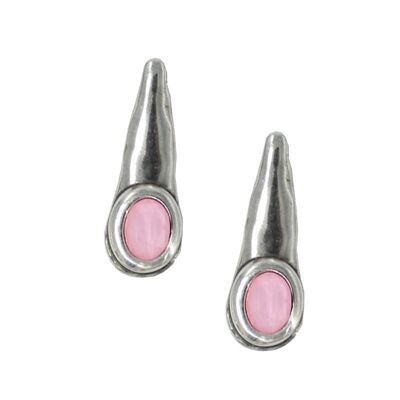 Pendientes largos con cristal rosa